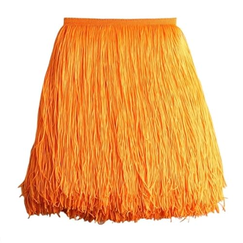 Ymnilian Fransenborte,Fransen 1 Meter/los 30 cm Lange Fransen Spitze Quaste Polyester Spitze Trim Band Latin Dance Rock Vorhang Fransen for Nähen(Orange) von Ymnilian
