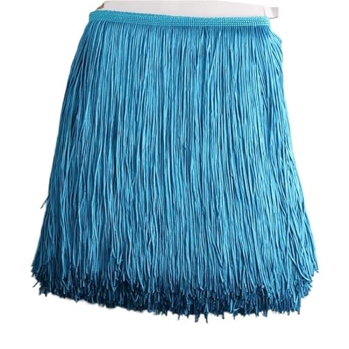 Ymnilian Fransenborte,Fransen 1 Meter/los 30 cm Lange Fransen Spitze Quaste Polyester Spitze Trim Band Latin Dance Rock Vorhang Fransen for Nähen(Peacock Blue) von Ymnilian