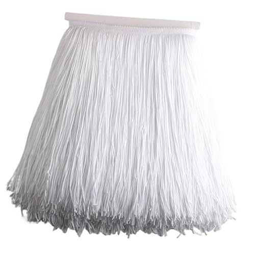 Ymnilian Fransenborte,Fransen 1 Meter/los 30 cm Lange Fransen Spitze Quaste Polyester Spitze Trim Band Latin Dance Rock Vorhang Fransen for Nähen(White) von Ymnilian