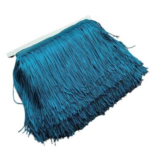 Ymnilian Fransenborte,Fransen 1 Meter 10 Farben 20CM Lange Spitze Fransenbesatz Polyester Quaste Fransenbesatz for Kleid Bühne Kleidungsstück Vorhang Zubehör(Sky Blue) von Ymnilian