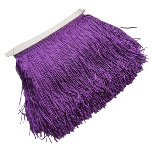 Ymnilian Fransenborte,Fransen 1 Meter Wunderschöne Lila 15 cm Lange Spitzenfransenbesatz Polyester Quaste Fransenbesatz DIY Latein Kleid Bühnenkleidung Zubehör von Ymnilian
