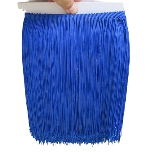 Ymnilian Fransenborte,Fransen 1 Yard/Lot 25 cm Lange Polyester Spitze Quaste Fringe Weiß Spitze Trim Band Nähen Latein Kleid Bühne Kleidungsstück Vorhang DIY Zubehör(Blue 2) von Ymnilian