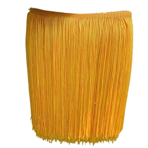 Ymnilian Fransenborte,Fransen 1 Yard/Lot 25 cm Lange Polyester Spitze Quaste Fringe Weiß Spitze Trim Band Nähen Latein Kleid Bühne Kleidungsstück Vorhang DIY Zubehör(Golden) von Ymnilian