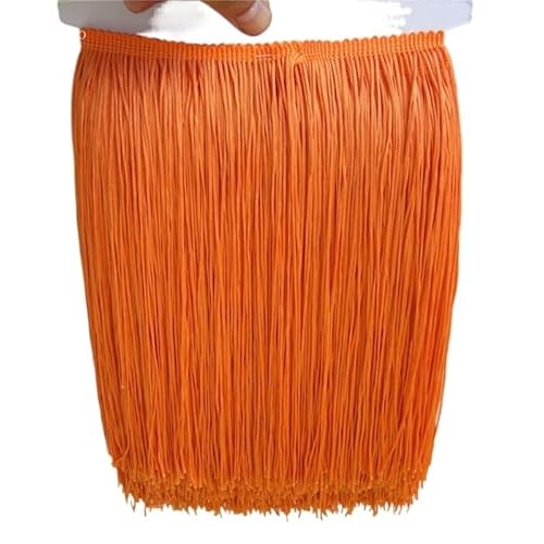Ymnilian Fransenborte,Fransen 1 Yard/Lot 25 cm Lange Polyester Spitze Quaste Fringe Weiß Spitze Trim Band Nähen Latein Kleid Bühne Kleidungsstück Vorhang DIY Zubehör(Orange) von Ymnilian