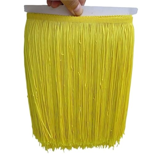 Ymnilian Fransenborte,Fransen 1 Yard/Lot 25 cm Lange Polyester Spitze Quaste Fringe Weiß Spitze Trim Band Nähen Latein Kleid Bühne Kleidungsstück Vorhang DIY Zubehör(Yellow) von Ymnilian