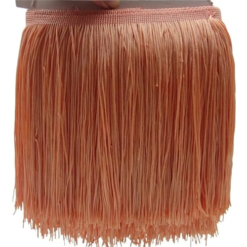 Ymnilian Fransenborte,Fransen 1 Yard 20CM Lange Polyester Quaste Fringe Lace Trim Band Nähen Latin Kleid Bühne Kleidungsstück Vorhang Zubehör(Coral) von Ymnilian