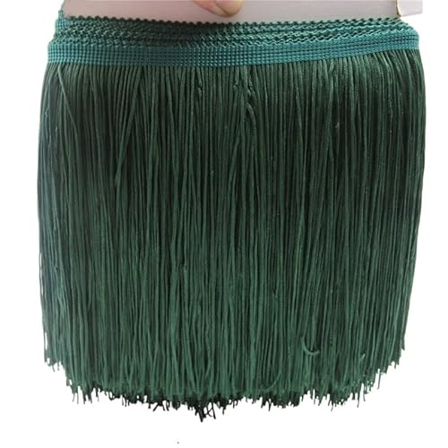 Ymnilian Fransenborte,Fransen 1 Yard 20CM Lange Polyester Quaste Fringe Lace Trim Band Nähen Latin Kleid Bühne Kleidungsstück Vorhang Zubehör(Dark Green) von Ymnilian