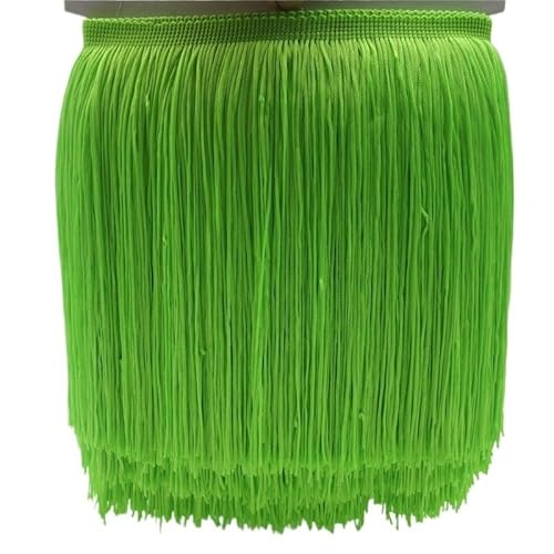 Ymnilian Fransenborte,Fransen 1 Yard 20CM Lange Polyester Quaste Fringe Lace Trim Band Nähen Latin Kleid Bühne Kleidungsstück Vorhang Zubehör(Fluorescent Green) von Ymnilian