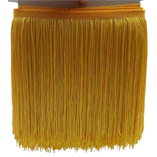 Ymnilian Fransenborte,Fransen 1 Yard 20CM Lange Polyester Quaste Fringe Lace Trim Band Nähen Latin Kleid Bühne Kleidungsstück Vorhang Zubehör(Gold) von Ymnilian