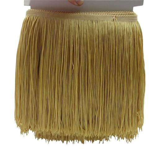 Ymnilian Fransenborte,Fransen 1 Yard 20CM Lange Polyester Quaste Fringe Lace Trim Band Nähen Latin Kleid Bühne Kleidungsstück Vorhang Zubehör(Gold 2) von Ymnilian
