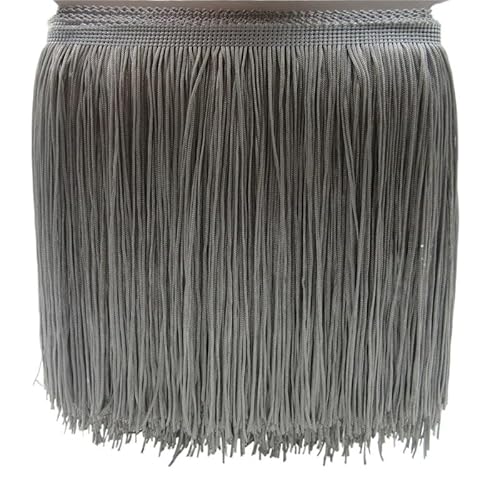 Ymnilian Fransenborte,Fransen 1 Yard 20CM Lange Polyester Quaste Fringe Lace Trim Band Nähen Latin Kleid Bühne Kleidungsstück Vorhang Zubehör(Gray) von Ymnilian