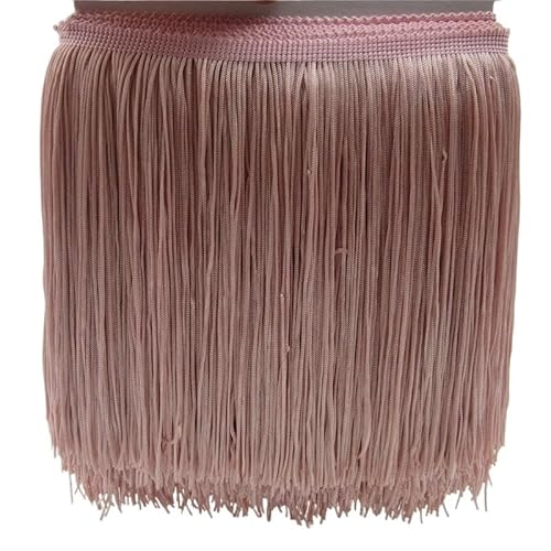 Ymnilian Fransenborte,Fransen 1 Yard 20CM Lange Polyester Quaste Fringe Lace Trim Band Nähen Latin Kleid Bühne Kleidungsstück Vorhang Zubehör(Leather Pink) von Ymnilian