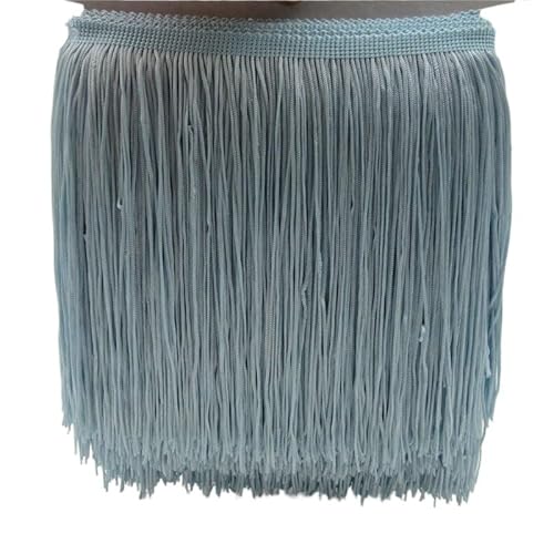 Ymnilian Fransenborte,Fransen 1 Yard 20CM Lange Polyester Quaste Fringe Lace Trim Band Nähen Latin Kleid Bühne Kleidungsstück Vorhang Zubehör(Light Blue) von Ymnilian
