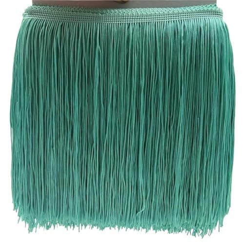 Ymnilian Fransenborte,Fransen 1 Yard 20CM Lange Polyester Quaste Fringe Lace Trim Band Nähen Latin Kleid Bühne Kleidungsstück Vorhang Zubehör(Light Green) von Ymnilian
