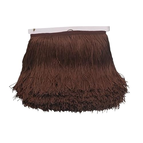 Ymnilian Fransenborte,Fransen 10/15/20/30cm Quaste Fransenbesatz Polyester Lange Fransen Nähen for Kleidung Kleid Vorhang Band Quasten for Handwerk Zubehör(Dark Brown,20cm) von Ymnilian