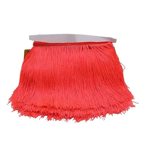 Ymnilian Fransenborte,Fransen 10/15/20/30cm Quaste Fransenbesatz Polyester Lange Fransen Nähen for Kleidung Kleid Vorhang Band Quasten for Handwerk Zubehör(Red 2,15cm) von Ymnilian