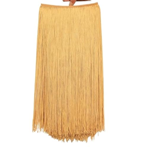 Ymnilian Fransenborte,Fransen 10 Meter 50CM Lange Spitze Fransenbesatz Quaste Fransenbesatz for DIY Latein Kleid Bühne Kleidung Zubehör Spitze Band(Gold 2,10Meters) von Ymnilian