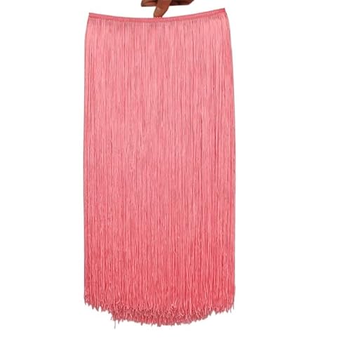 Ymnilian Fransenborte,Fransen 10 Meter 50CM Lange Spitze Fransenbesatz Quaste Fransenbesatz for DIY Latein Kleid Bühne Kleidung Zubehör Spitze Band(Pink,5Meters) von Ymnilian