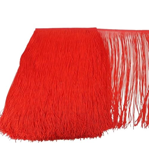 Ymnilian Fransenborte,Fransen 10 Meter 50CM Lange Spitze Fransenbesatz Quaste Fransenbesatz for DIY Latein Kleid Bühne Kleidung Zubehör Spitze Band(Red,2Meters) von Ymnilian