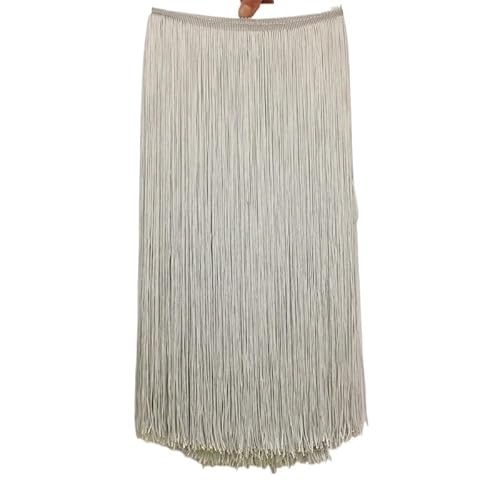 Ymnilian Fransenborte,Fransen 10 Meter 50CM Lange Spitze Fransenbesatz Quaste Fransenbesatz for DIY Latein Kleid Bühne Kleidung Zubehör Spitze Band(Silver Grey,10Meters) von Ymnilian
