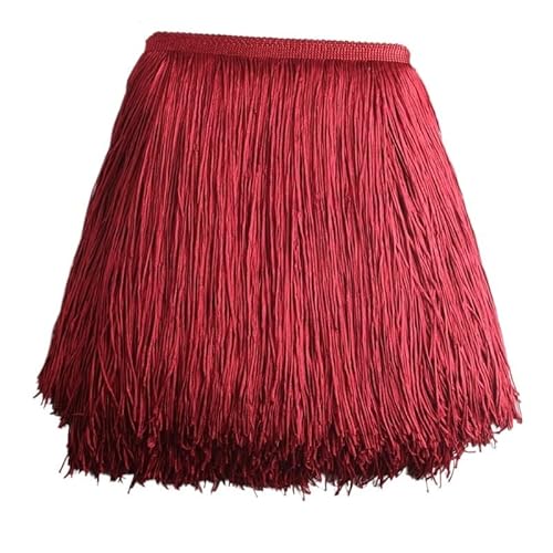 Ymnilian Fransenborte,Fransen 10 Meter 50CM Lange Spitze Fransenbesatz Quaste Fransenbesatz for DIY Latein Kleid Bühne Kleidung Zubehör Spitze Band(Wine red,5Meters) von Ymnilian