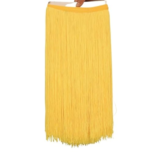 Ymnilian Fransenborte,Fransen 10 Meter 50CM Lange Spitze Fransenbesatz Quaste Fransenbesatz for DIY Latein Kleid Bühne Kleidung Zubehör Spitze Band(Yellow,10Meters) von Ymnilian