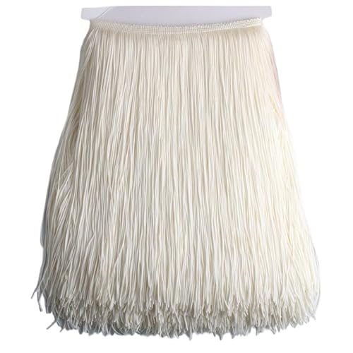 Ymnilian Fransenborte,Fransen 10 Meter 50CM Lange Spitze Fransenbesatz Quaste Weiß Fransenbesatz for DIY Latein Kleid Bühne Kleidung Zubehör Spitze Band(Beige,5Meters) von Ymnilian