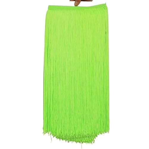 Ymnilian Fransenborte,Fransen 10 Meter 50CM Lange Spitze Fransenbesatz Quaste Weiß Fransenbesatz for DIY Latein Kleid Bühne Kleidung Zubehör Spitze Band(Fluorescent Green,5Meters) von Ymnilian
