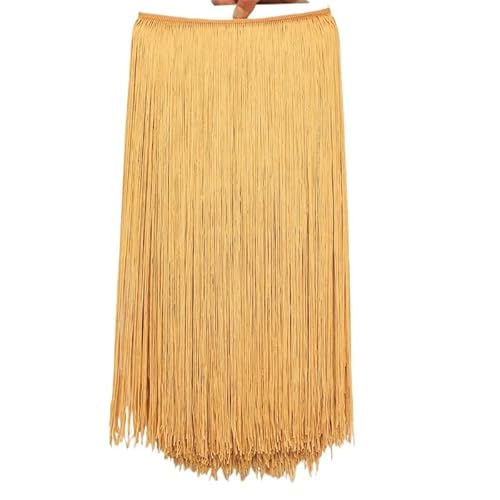 Ymnilian Fransenborte,Fransen 10 Meter 50CM Lange Spitze Fransenbesatz Quaste Weiß Fransenbesatz for DIY Latein Kleid Bühne Kleidung Zubehör Spitze Band(Gold,10Meters) von Ymnilian