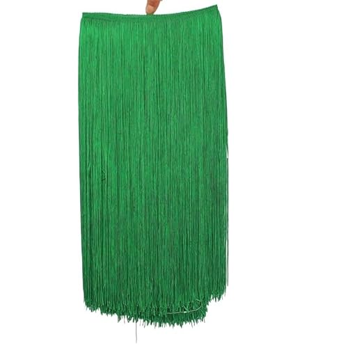 Ymnilian Fransenborte,Fransen 10 Meter 50CM Lange Spitze Fransenbesatz Quaste Weiß Fransenbesatz for DIY Latein Kleid Bühne Kleidung Zubehör Spitze Band(Green,5Meters) von Ymnilian