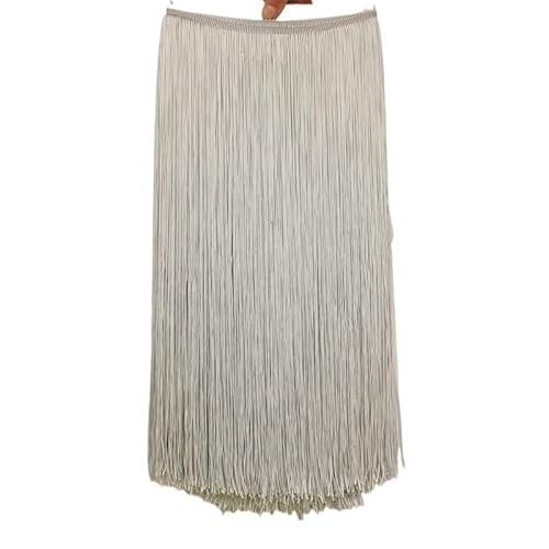 Ymnilian Fransenborte,Fransen 10 Meter 50CM Lange Spitze Fransenbesatz Quaste Weiß Fransenbesatz for DIY Latein Kleid Bühne Kleidung Zubehör Spitze Band(Silver Grey,5Meters) von Ymnilian