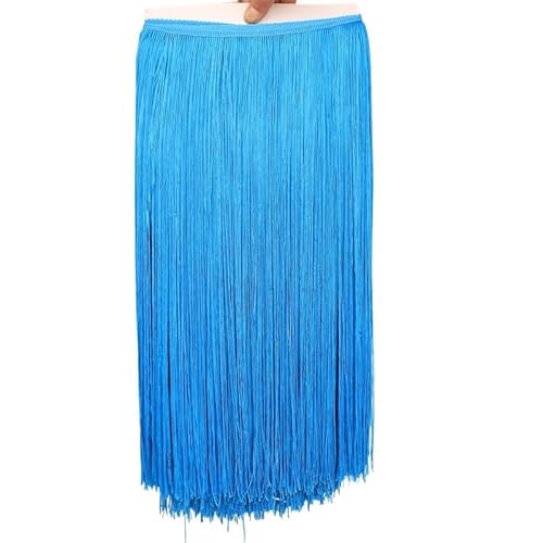 Ymnilian Fransenborte,Fransen 10 Meter 50CM Lange Spitze Fransenbesatz Quaste Weiß Fransenbesatz for DIY Latein Kleid Bühne Kleidung Zubehör Spitze Band(Sky Blue,10Meters) von Ymnilian