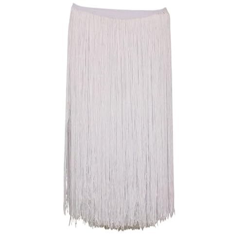 Ymnilian Fransenborte,Fransen 10 Meter 50CM Lange Spitze Fransenbesatz Quaste Weiß Fransenbesatz for DIY Latein Kleid Bühne Kleidung Zubehör Spitze Band(White,10Meters) von Ymnilian