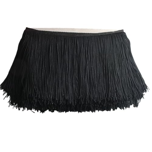 Ymnilian Fransenborte,Fransen 10 Yards 15 cm Lange Quastenfransen-Spitzenbesatzband Quasten for Vorhänge Kleider Fransen for Nähen von Besätzen Zubehör Basteln(Black,5 Yards) von Ymnilian