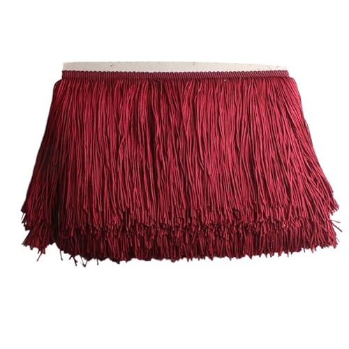 Ymnilian Fransenborte,Fransen 10 Yards 15 cm Lange Quastenfransen-Spitzenbesatzband Quasten for Vorhänge Kleider Fransen for Nähen von Besätzen Zubehör Basteln(Jujube red,10 Yards) von Ymnilian