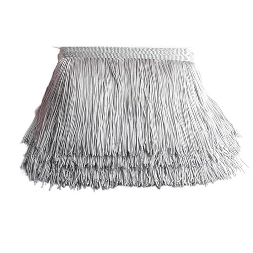 Ymnilian Fransenborte,Fransen 10 Yards 15 cm Lange Quastenfransen-Spitzenbesatzband Quasten for Vorhänge Kleider Fransen for Nähen von Besätzen Zubehör Basteln(Silver Grey,5 Yards) von Ymnilian