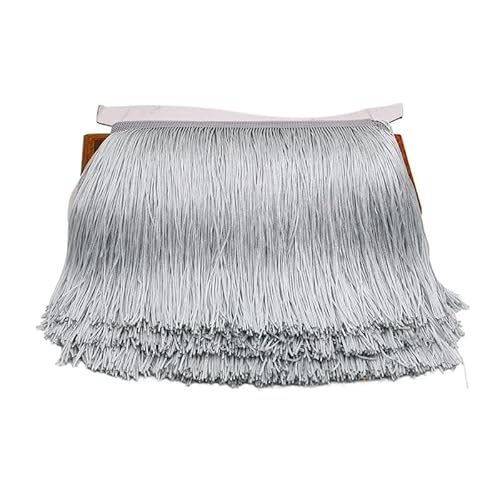 Ymnilian Fransenborte,Fransen 10 Yards 15 cm Lange Quastenfransenbesatz, Spitzenbandfransen for Aufnähen auf Kleidung, Quasten, Vorhänge, Accessoires, Besätze, Basteln(Light Grey,10 Yards) von Ymnilian