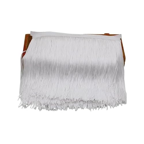 Ymnilian Fransenborte,Fransen 10 Yards 15 cm Lange Quastenfransenbesatz, Spitzenbandfransen for Aufnähen auf Kleidung, Quasten, Vorhänge, Accessoires, Besätze, Basteln(White,10 Yards) von Ymnilian