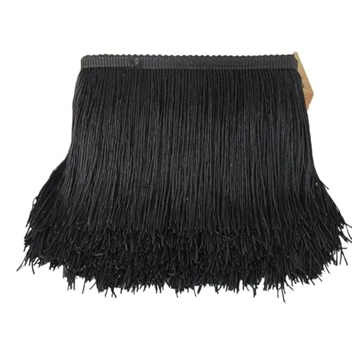 Ymnilian Fransenborte,Fransen 10 Yards 15cm Lange Quaste Fransenbesatz Spitzenband Quasten for Vorhänge Kleider Nähen Fransenbesätze DIY Zubehör(Black,5yards) von Ymnilian