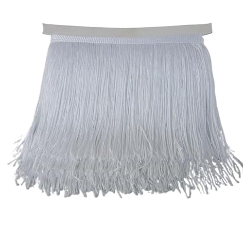 Ymnilian Fransenborte,Fransen 10 Yards 15cm Lange Quaste Fransenbesatz Spitzenband Quasten for Vorhänge Kleider Nähen Fransenbesätze DIY Zubehör(White,5yards) von Ymnilian