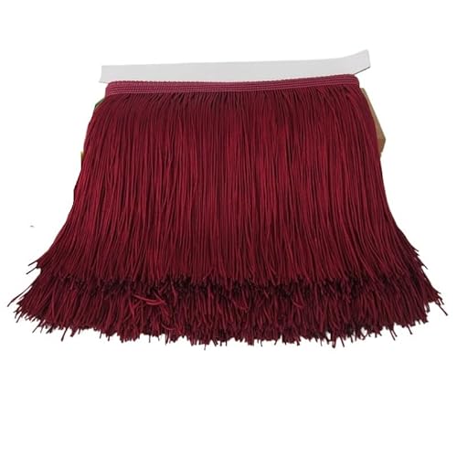 Ymnilian Fransenborte,Fransen 10 Yards 15cm Lange Quaste Fransenbesatz Spitzenband Quasten for Vorhänge Kleider Nähen Fransenbesätze DIY Zubehör(Wine red,5yards) von Ymnilian