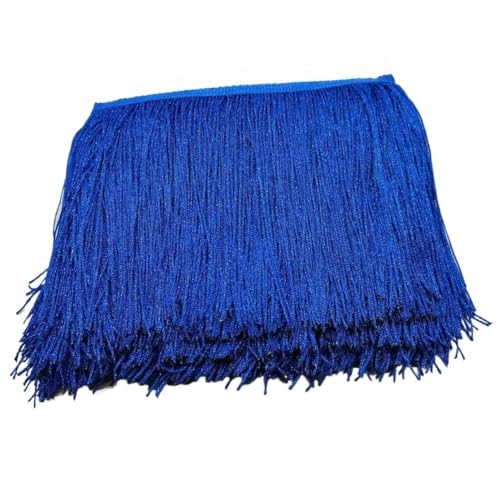 Ymnilian Fransenborte,Fransen 15 cm – 30 cm Nylonquasten, helle Viskose, dichte Lange Fransen, lateinamerikanischer Tanzrock, Streifen-Spitzenvorhangbesatz, Bühnenkostüm-Zubehör(Blue,30cm) von Ymnilian