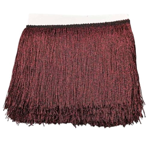 Ymnilian Fransenborte,Fransen 15 cm – 30 cm Nylonquasten, helle Viskose, dichte Lange Fransen, lateinamerikanischer Tanzrock, Streifen-Spitzenvorhangbesatz, Bühnenkostüm-Zubehör(Brown,30cm) von Ymnilian