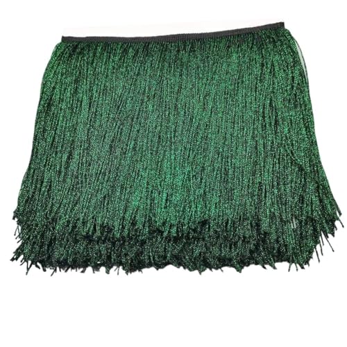 Ymnilian Fransenborte,Fransen 15 cm – 30 cm Nylonquasten, helle Viskose, dichte Lange Fransen, lateinamerikanischer Tanzrock, Streifen-Spitzenvorhangbesatz, Bühnenkostüm-Zubehör(Green,30cm) von Ymnilian