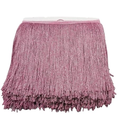 Ymnilian Fransenborte,Fransen 15 cm – 30 cm Nylonquasten, helle Viskose, dichte Lange Fransen, lateinamerikanischer Tanzrock, Streifen-Spitzenvorhangbesatz, Bühnenkostüm-Zubehör(Pink,15cm) von Ymnilian