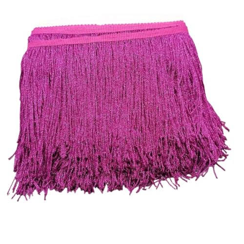 Ymnilian Fransenborte,Fransen 15 cm – 30 cm Nylonquasten, helle Viskose, dichte Lange Fransen, lateinamerikanischer Tanzrock, Streifen-Spitzenvorhangbesatz, Bühnenkostüm-Zubehör(Rose,30cm) von Ymnilian