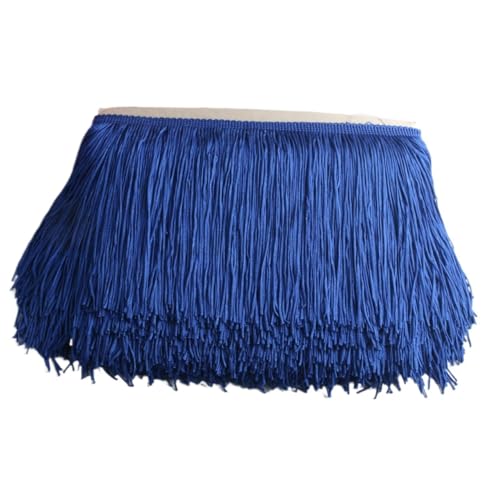 Ymnilian Fransenborte,Fransen 1yards /Lot 15cm Lange Fransen Spitze Quaste Polyester Spitze Trim Band Latin Dance Rock Vorhang Fransen for Nähen(Blue 2) von Ymnilian