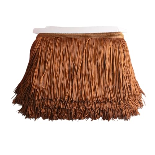 Ymnilian Fransenborte,Fransen 1yards /Lot 15cm Lange Fransen Spitze Quaste Polyester Spitze Trim Band Latin Dance Rock Vorhang Fransen for Nähen(Dark Coffee) von Ymnilian