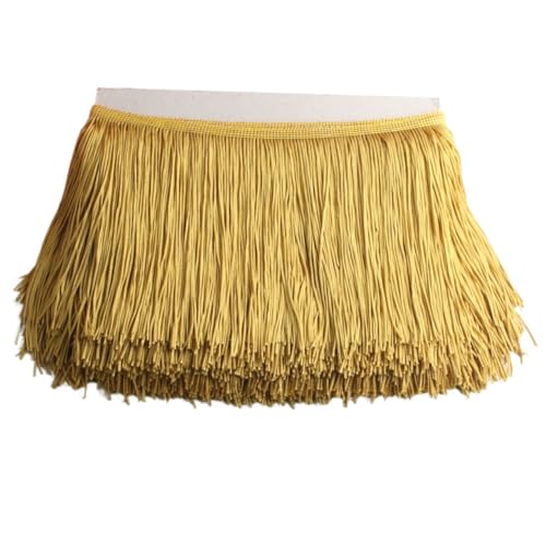 Ymnilian Fransenborte,Fransen 1yards /Lot 15cm Lange Fransen Spitze Quaste Polyester Spitze Trim Band Latin Dance Rock Vorhang Fransen for Nähen(Gold 2) von Ymnilian