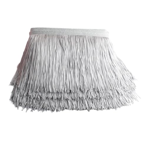 Ymnilian Fransenborte,Fransen 1yards /Lot 15cm Lange Fransen Spitze Quaste Polyester Spitze Trim Band Latin Dance Rock Vorhang Fransen for Nähen(Gray) von Ymnilian